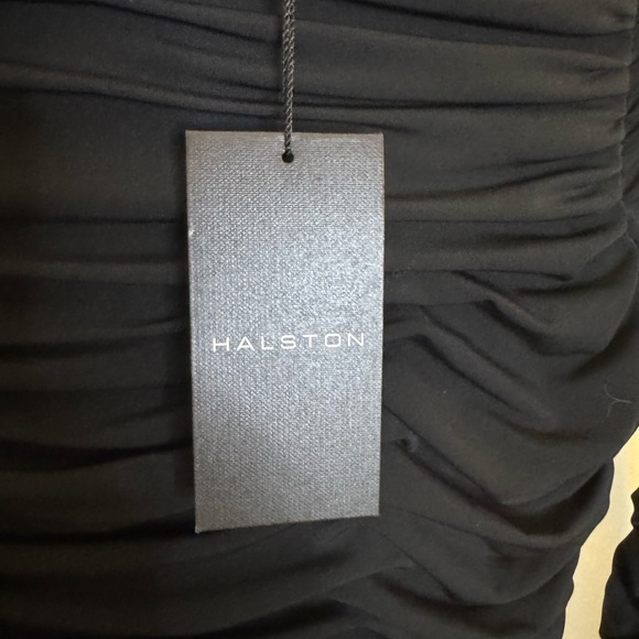 Halston Gwen Black Ruched Stretch Jersey Bodycon Long Sleeve Dress SZ 4 NWT - Picture 6 of 10